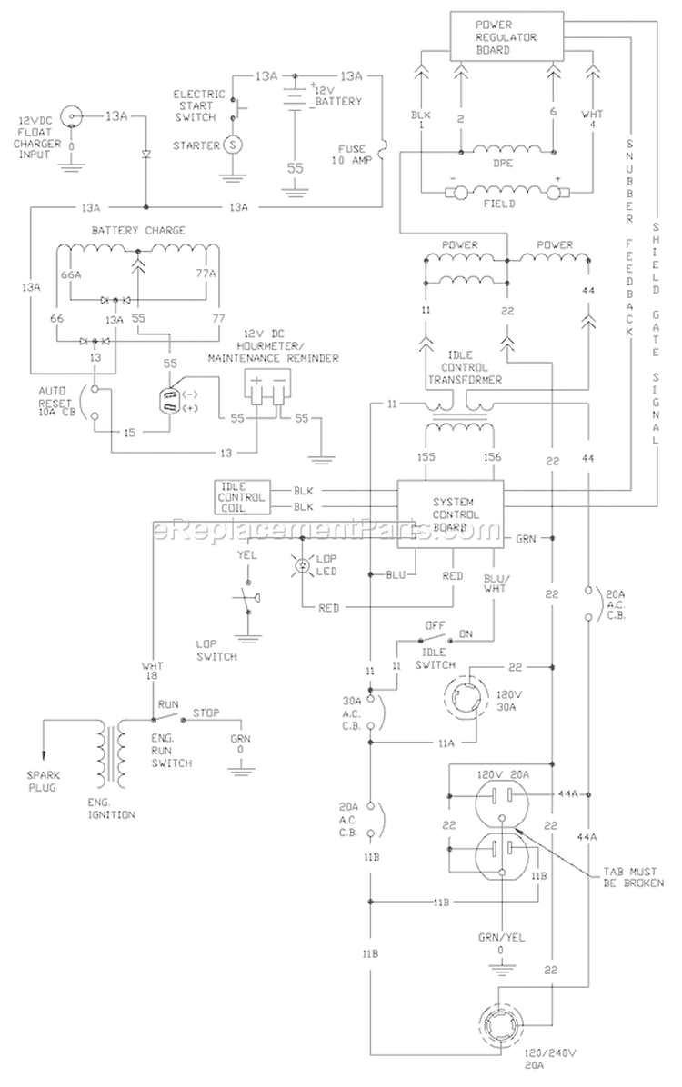 Page D Diagram and Parts List for 1525-0  Briggs and Stratton Generator